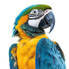 Fototapeta premium Colorful macaw perched in a natural pose showcasing vibrant plumage and distinct features