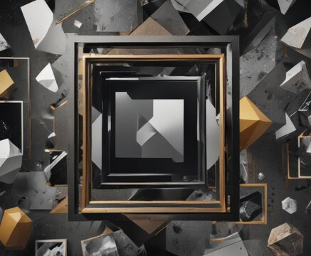 Abstract geometric photo collage with customizable image frames and space for abstract elements ,  minimalist,  pattern