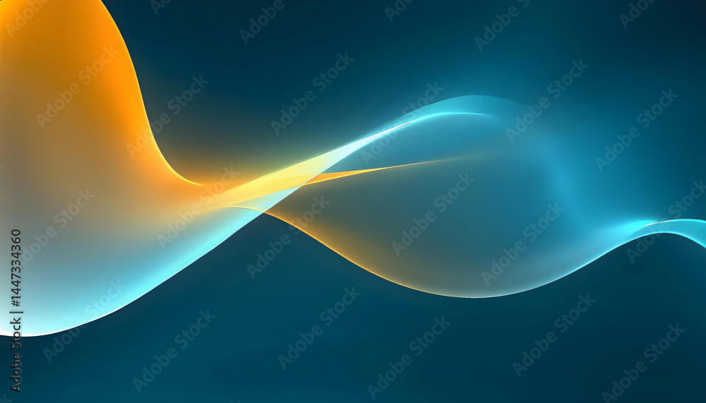 Poster a mesmerizing dance of light and color unfolds as a luminous orange wave gracefully intertwines with