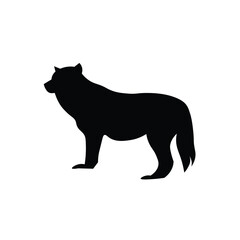 Wolf isolated design illustration with black silhouette color suitable to your brand, template, sticker, wolf design, dog design, petshop, business, and more