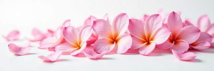 Fototapeta premium Delicate flower petals on a crisp white surface, texture, nature, isolated