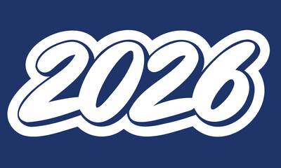 Numbers 2026 Year Isolated on Background. 2026 Minimal Banner. Hand Drawn Vector Art. 