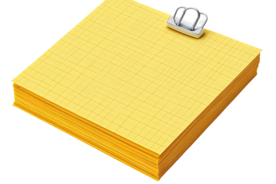 Stacked Yellow Note Paper Illustration With Clip Isolated Background