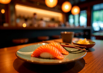 sushi plate in a restaurant