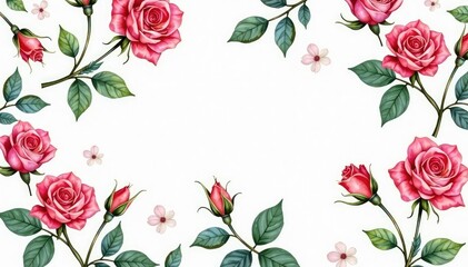 Delicate watercolor rose buds & leaves, repeating pattern , wallpaper design, flowers, repeat