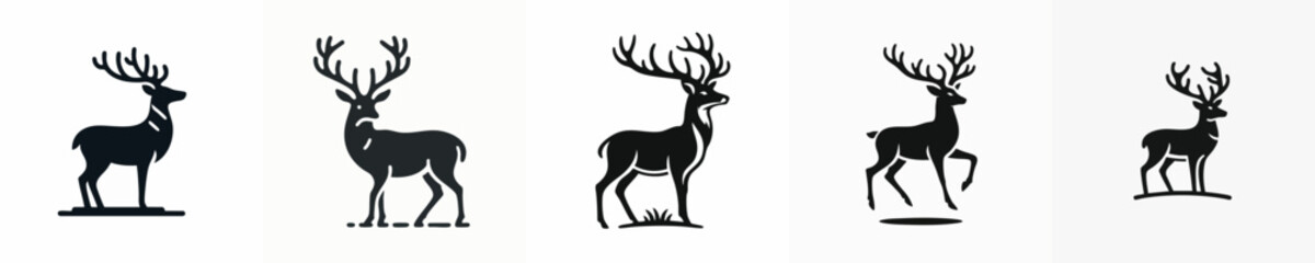 Deer Silhouette with Antlers – Vector Wildlife Icon 
