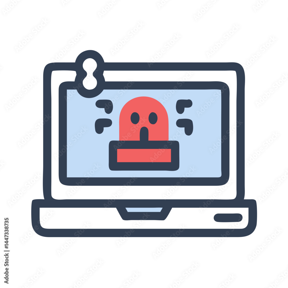 Aufkleber Laptop with Ransomware Encryption Icon Representing Cyberattack, Data Lockdown, and Digital Threat