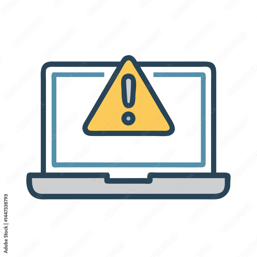 Poster laptop with security alert icon representing cyber threat warning and data protection risk