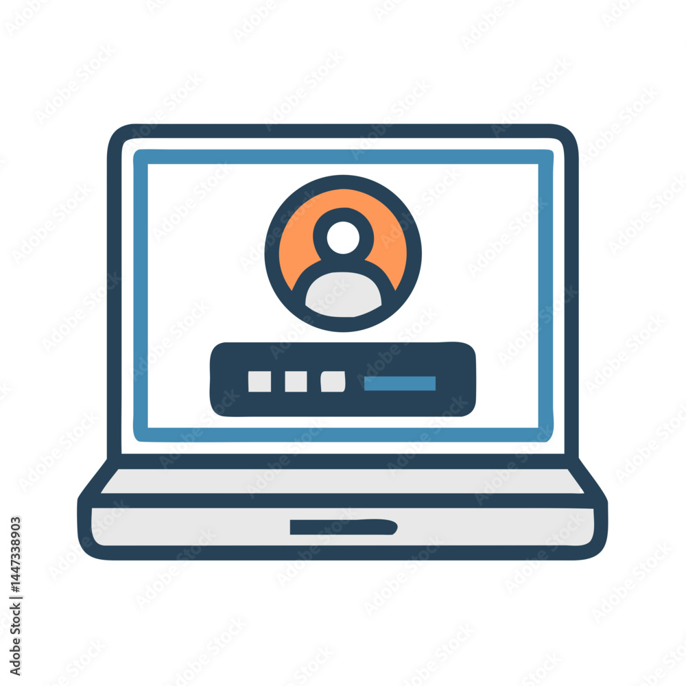 Fototapete laptop with user login icon representing account access and secure authentication
