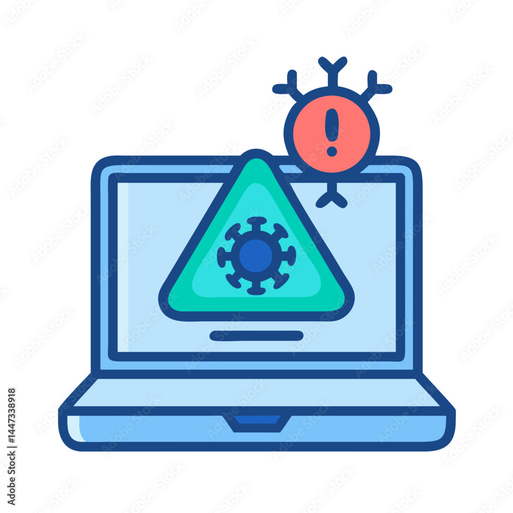 Leinwandbilder laptop with virus alert icon representing cybersecurity threat and malware detection