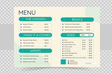 Bi-Fold Food Menu Design Template – Restaurant, Café, and Dining Brochure Layout.