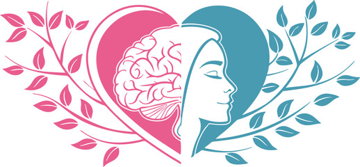 Abstract Heart and Brain Symbolizing Emotions and Logic