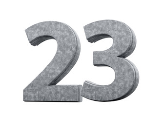 Concrete Number Twenty Three 23 Digit Made Of Grey Concrete Stone White 3d Illustration