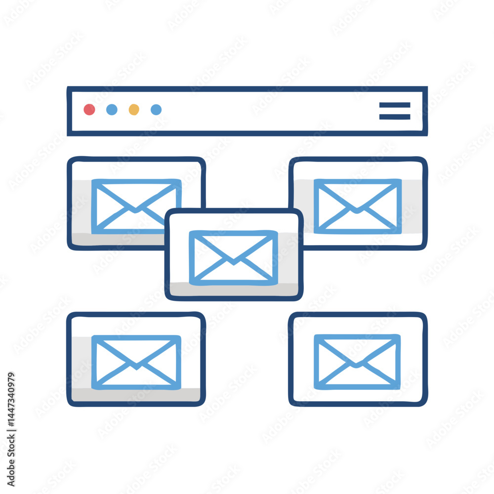 Poster Multiple Email Browser Tabs Icon Representing Email Management and Multi-tasking