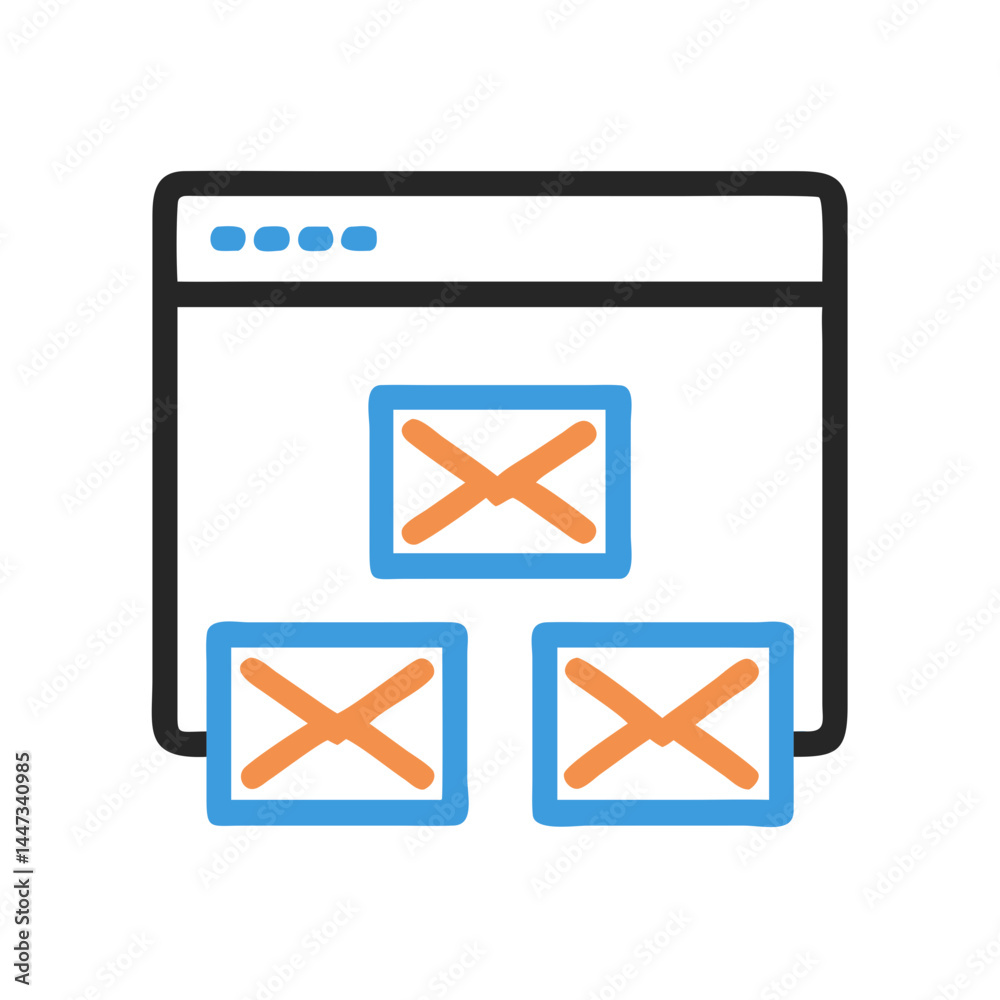 Poster Multiple Email Browser Tabs Icon Representing Email Management and Multi-tasking