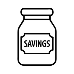 Money Jar with Savings Label Icon Representing Financial Planning and Budgeting