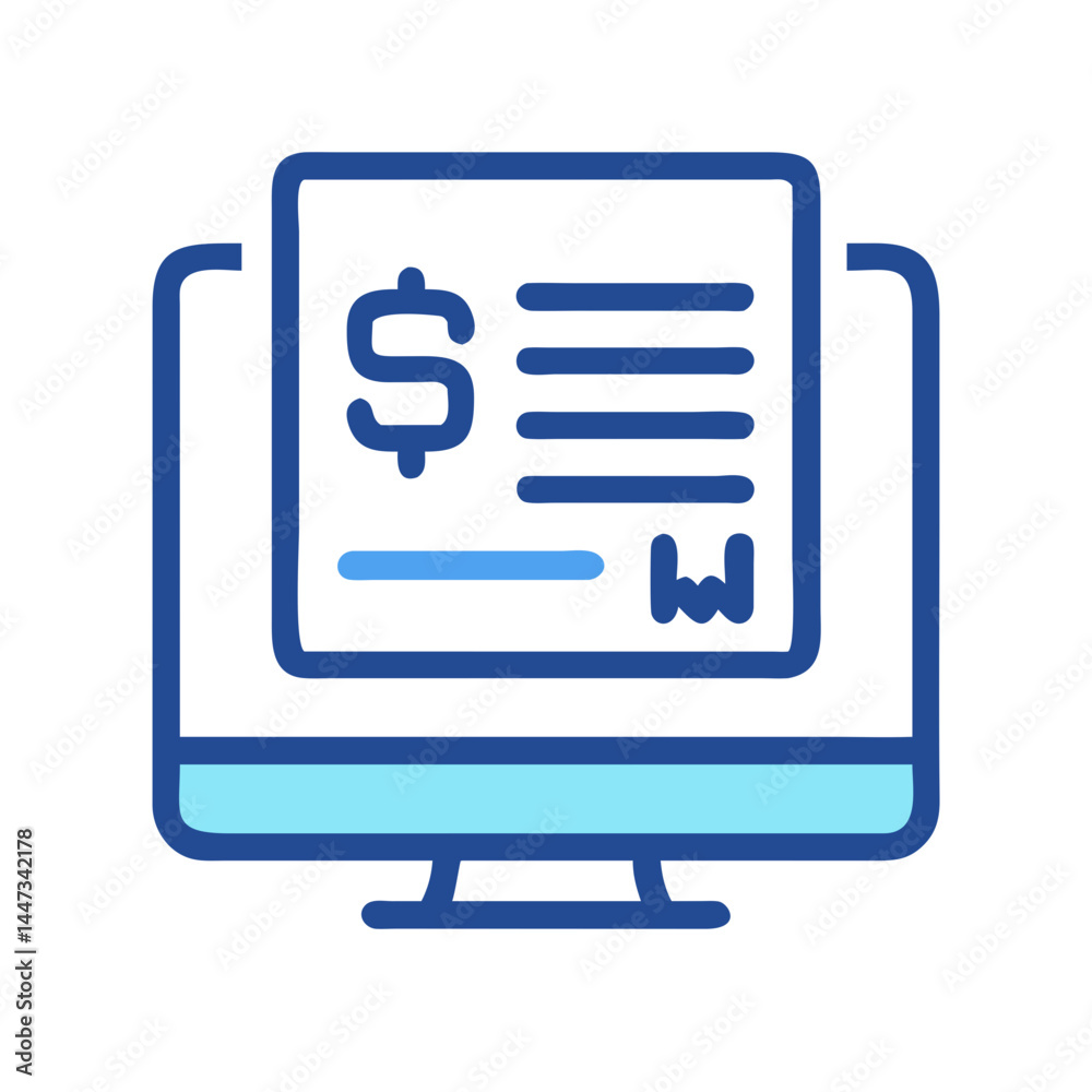 Aufkleber online invoice receipt display icon representing digital billing and payment confirmation