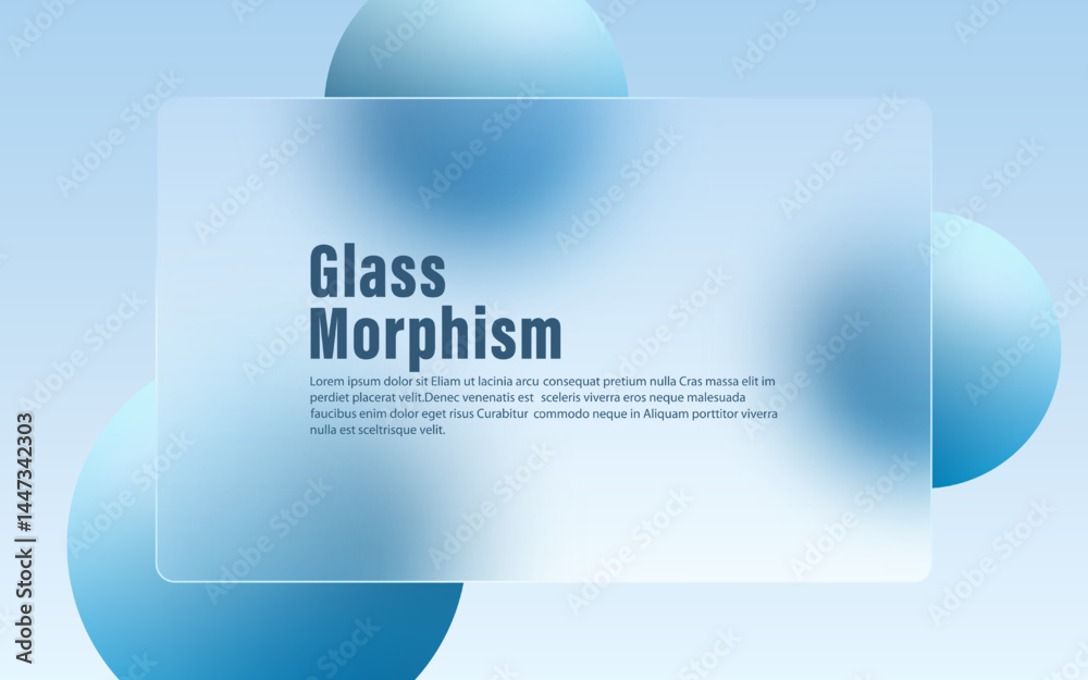 Wall mural minimalistic vector illustration with soft gradient background, 3d spheres and translucent matte pan
