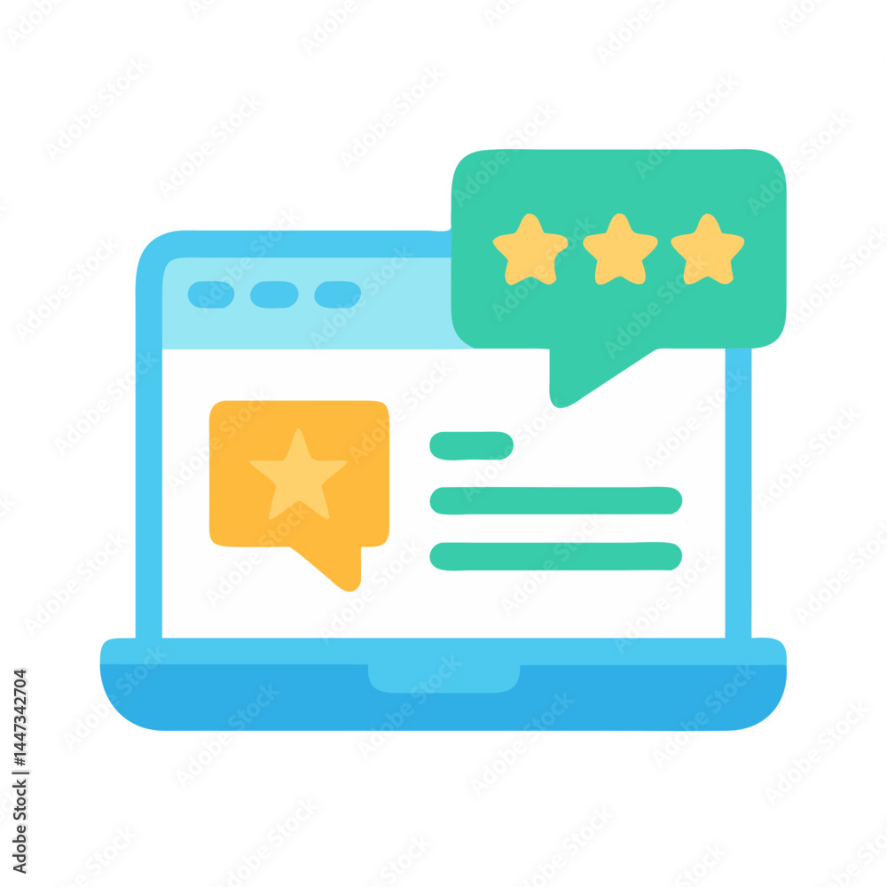 Poster online review and comment dashboard icon representing customer feedback and ratings