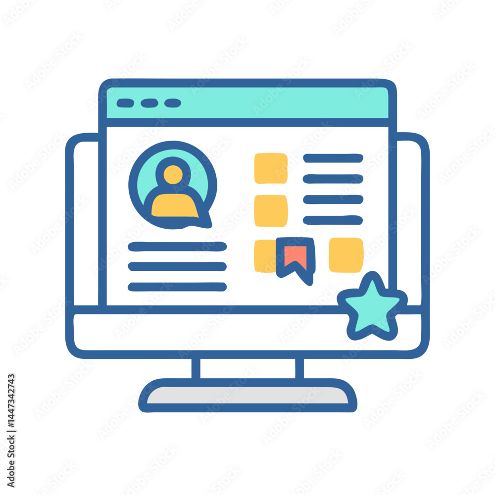 Poster online review and comment dashboard icon representing customer feedback and ratings