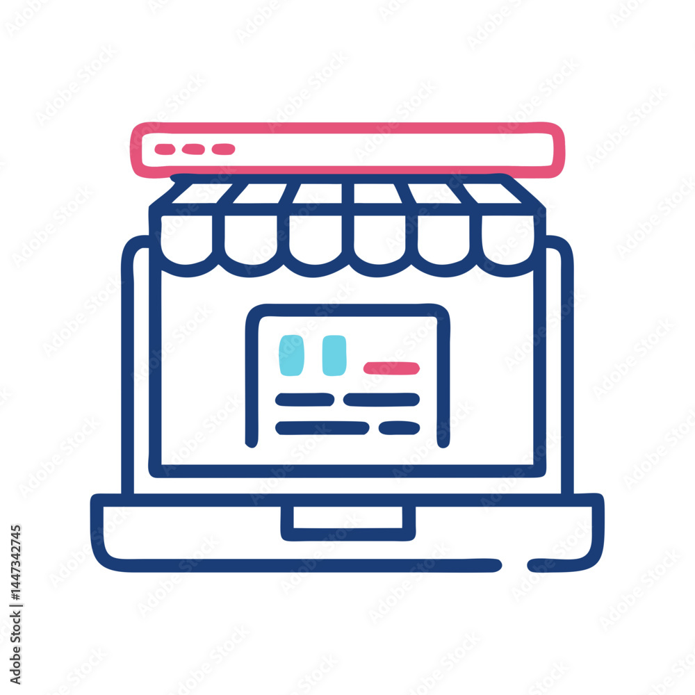 Aufkleber Online Storefront Interface Display Icon Representing E-Commerce Platform and Virtual Shopping Experience
