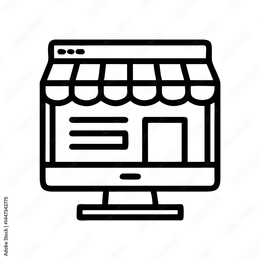 Aufkleber Online Storefront Interface Display Icon Representing E-Commerce Platform and Virtual Shopping Experience