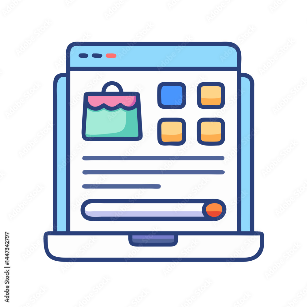 Poster Online Store Product Listing Overview Icon Representing E-Commerce Catalog and Product Display