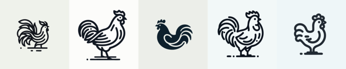 Chicken Silhouette Outline Icon – Vector Line Farm Animal