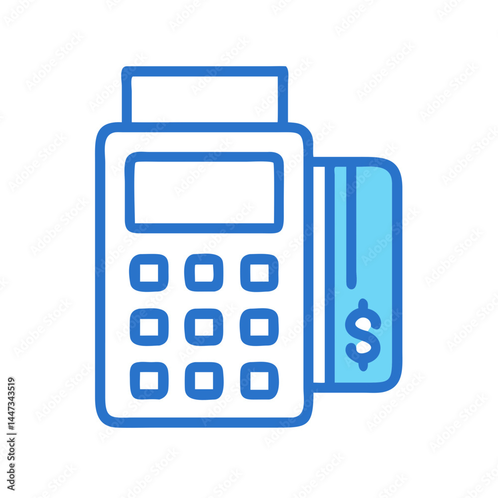 Aufkleber point of sale payment terminal icon representing transaction and checkout process