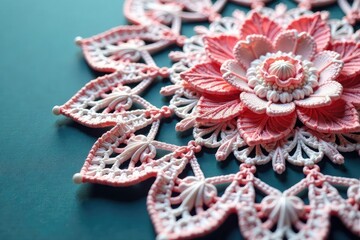 Obraz premium Intricate floral pattern lace doily, delicate texture , lace, romantic