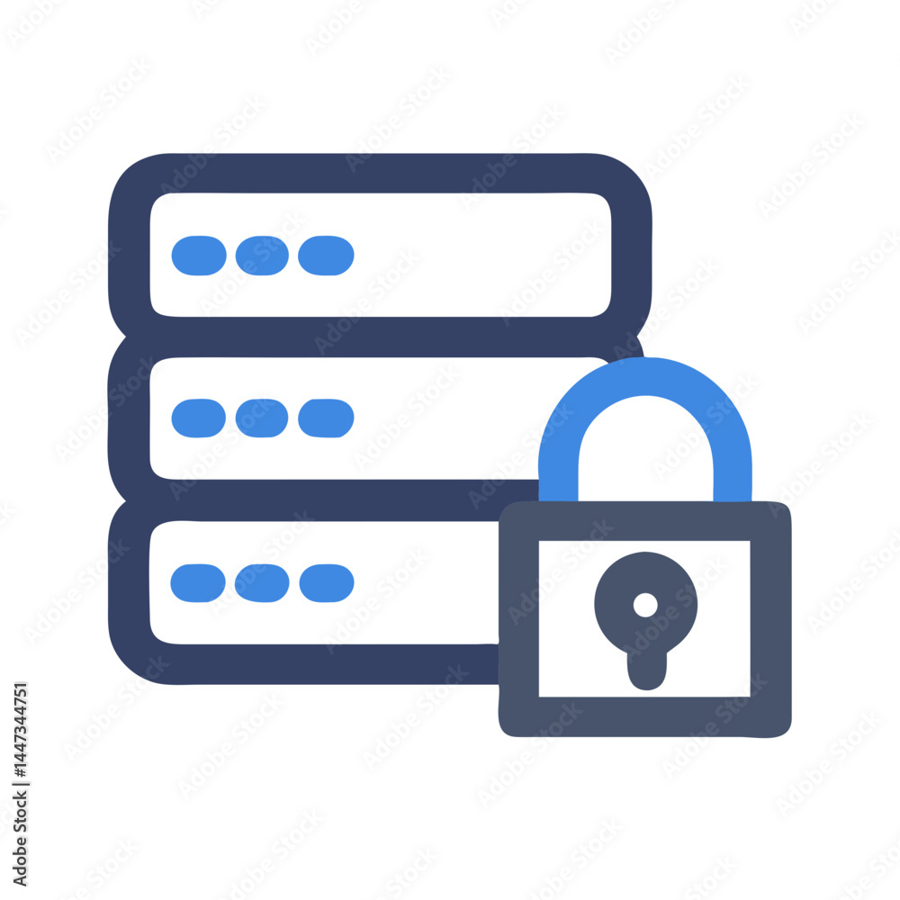 Aufkleber Secure Server with Lock Icon Representing Data Protection and Cybersecurity