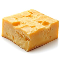 Square block of yellow cheese