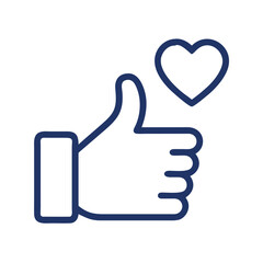 Obraz premium Thumbs Up with Love Heart Icon Representing Approval and Affection