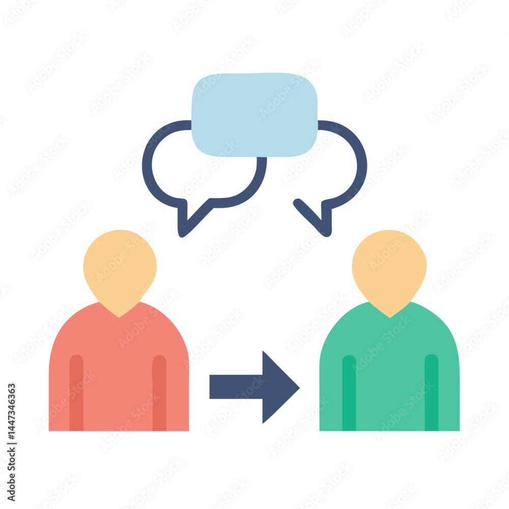 Poster two person communication icon representing interaction, conversation, and dialogue