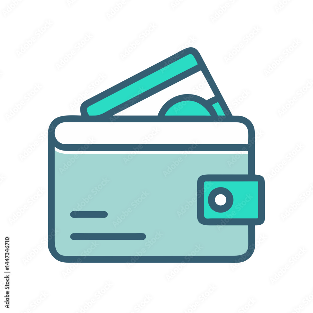 Poster Wallet with Credit Card Icon Representing Financial Transactions and Payment Methods