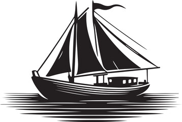 Sailboat icon, logo isolated on white background