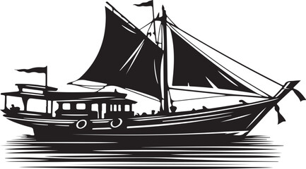 Sailboat icon, logo isolated on white background