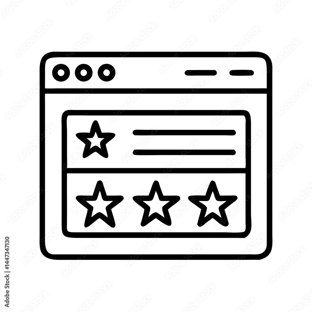 Poster Website Interface with Star Ratings Icon Representing User Reviews and Feedback System