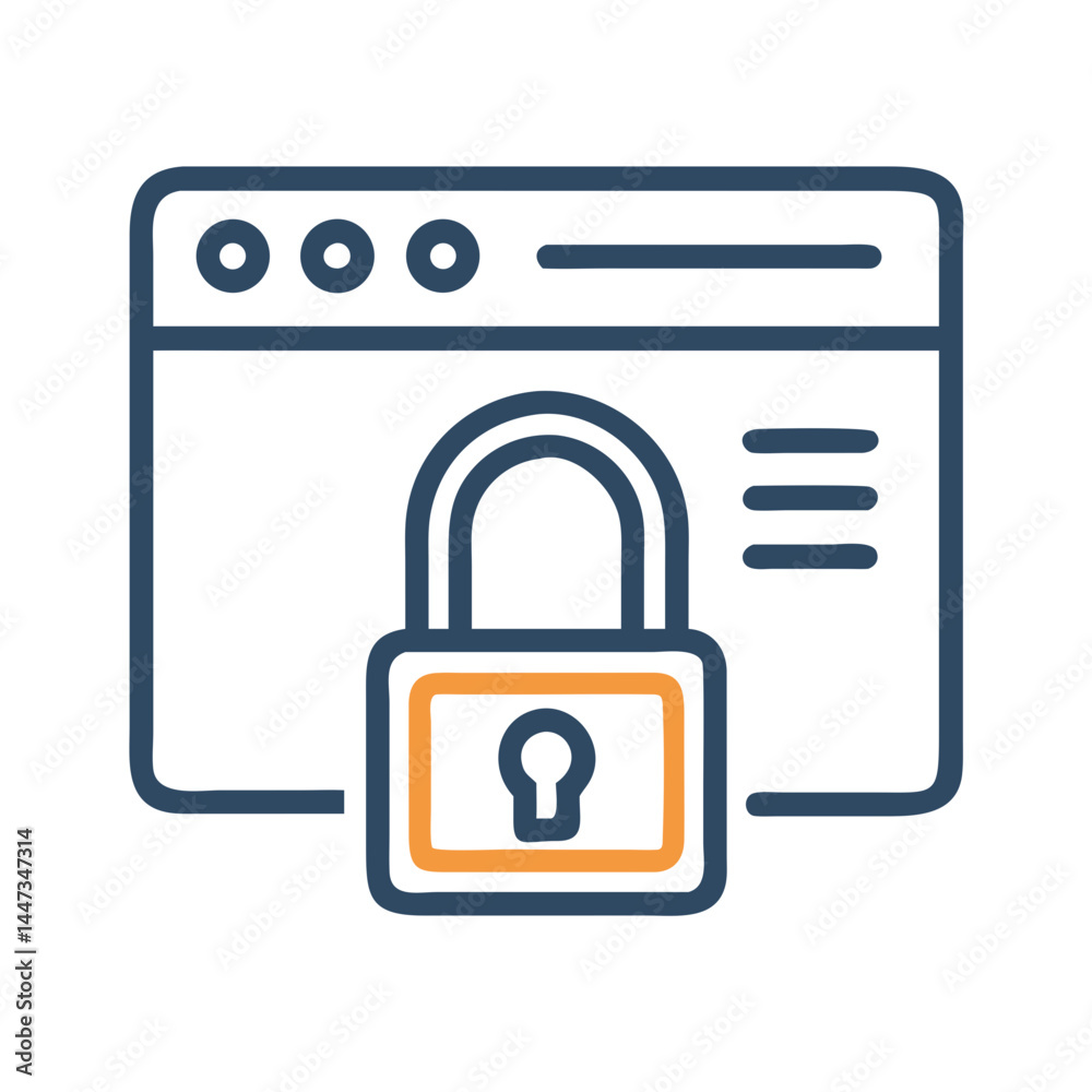 Poster Website with Cybersecurity Lock Icon Representing Data Protection and Secure Online Access