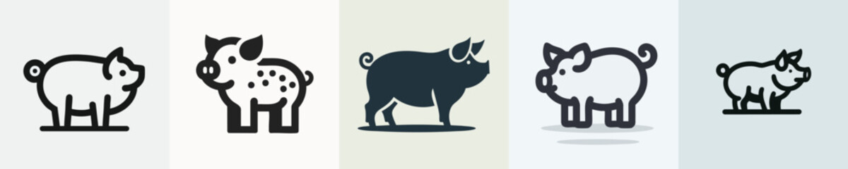 Pig Silhouette Icon – Flat Vector Farm Animal Outline