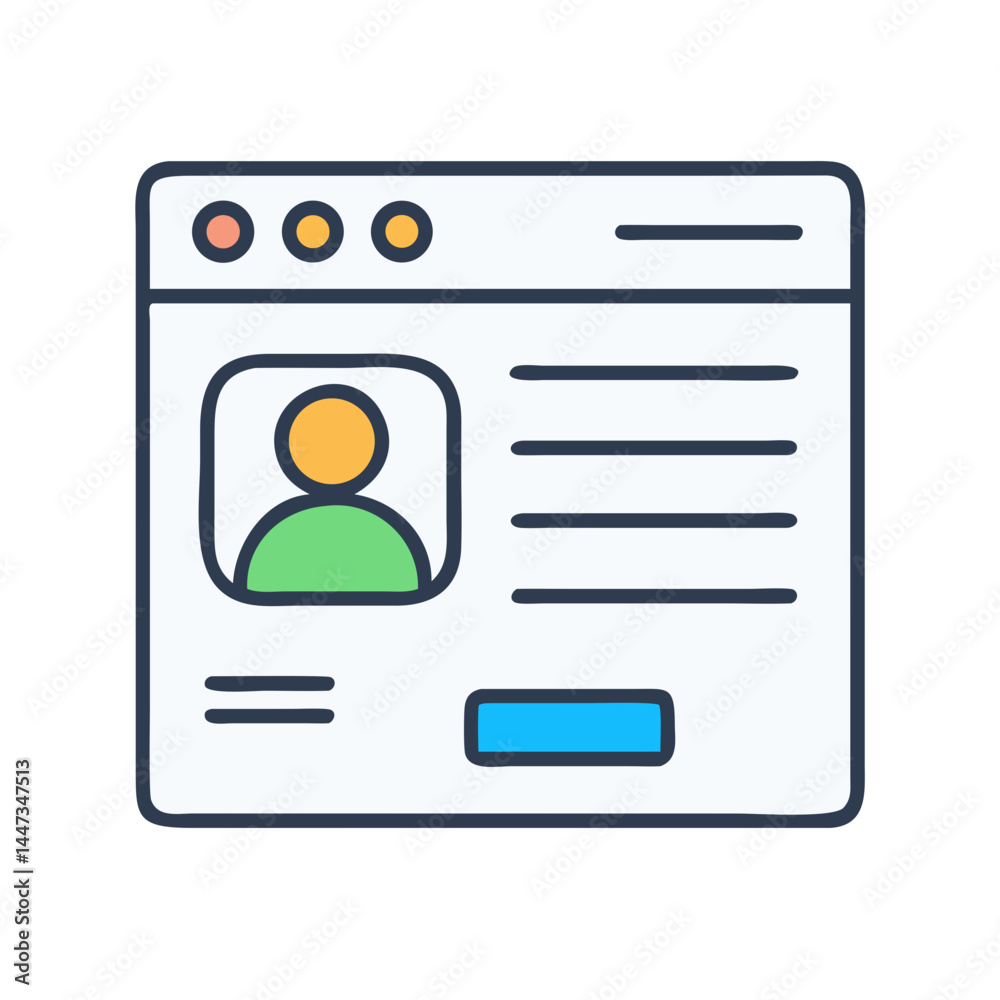 Aufkleber Website with User Profile Layout Icon Representing Personalization and User Account Interface