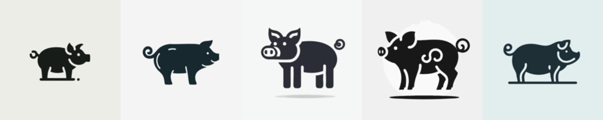 Pig Silhouette Icon – Flat Vector Farm Animal Outline