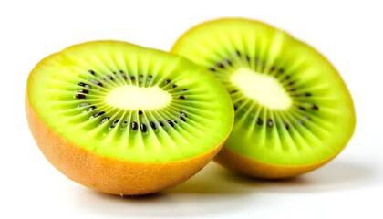 kiwi fruit sliced segments isolated on white background