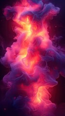 Obraz premium Swirling, vibrant, pink, orange, and purple abstract cloud formation on a dark background