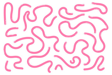 hand draw pink abstract doodle shapes, geometric  elements with liquid line pattern design for card, invitation, wallpaper, poster	