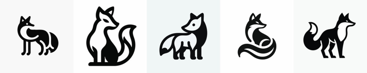 Fox Silhouette Logo in Circle – Vector Animal Icon