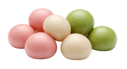 Assorted pastel-colored steamed buns, stacked in a cloud-like arrangement