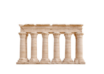 Naklejka premium Ancient stone colonnade with six columns isolated on transparent background. Represents history, architecture, and classical design.