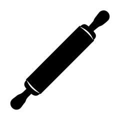 Simple black and white illustration of a rolling pin on a white background