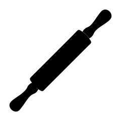 Simple black and white rolling pin image for baking and cooking designs